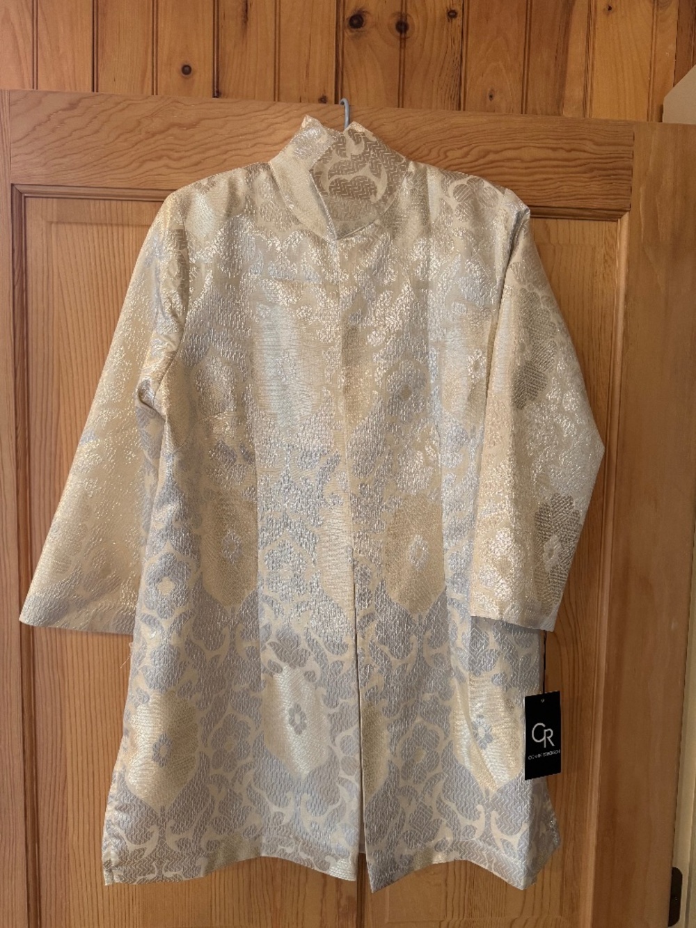 PRISTINE NWT BEAUTIFUL DRESSY CONNIE ROBERSON JACKET, S, CHAMPAGNE & SILVER